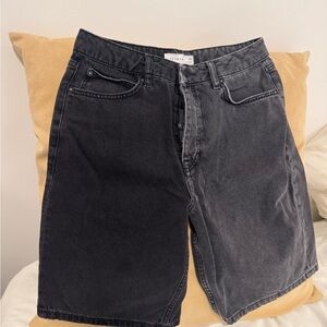 Topman Two-Tone Black/Grey Men's Denim Shorts